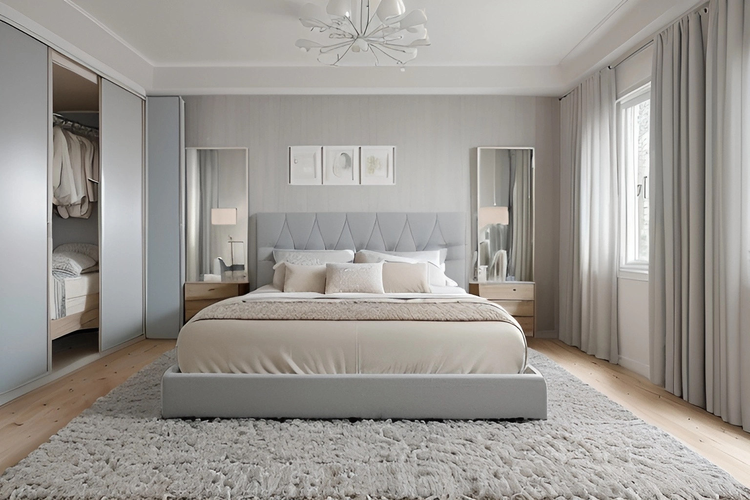 Mieszkanie subtelna elegancja sypialnia